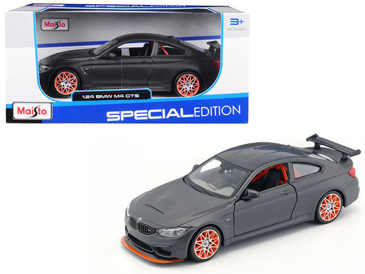 BMW M4 GTS Gray with Carbon Top and Orange Wheels 1/24 Diecast Model Car by Maisto by Maisto