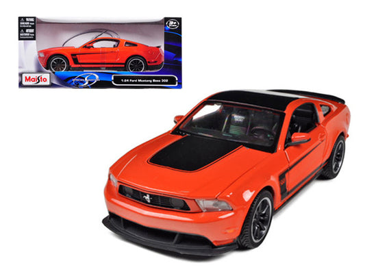 2012 Ford Mustang Boss 302 Orange and Black 1/24 Diecast Model Car by Maisto by Maisto