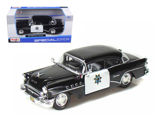 1955 Buick Century Police Car Black and White 1/26 Diecast Model Car by Maisto by Maisto
