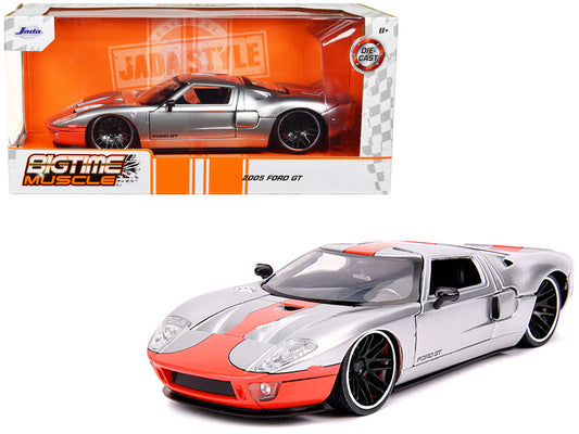2005 Ford GT Silver with Orange Stripe "Bigtime Muscle" 1/24 Diecast Model Car by Jada by Jada