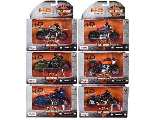 Harley-Davidson Motorcycles 6 piece Set Series 43 1/18 Diecast Models by Maisto by Maisto