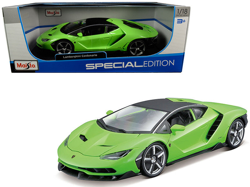 Lamborghini Centenario Lime Green with Matt Black Top 1/18 Diecast Model Car by Maisto by Maisto