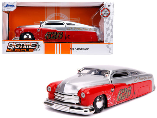 1951 Mercury Silver and Red #626 "Holley" "Bomber Bros Special" "Bigtime Muscle" 1/24 Diecast Model Car by Jada by Jada