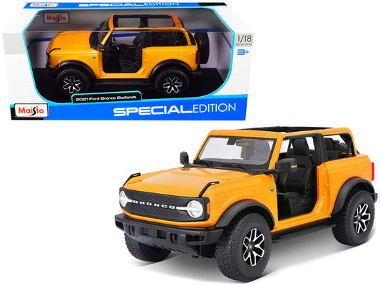 2021 Ford Bronco Badlands Orange Metallic "Special Edition" 1/18 Diecast Model Car by Maisto by Maisto