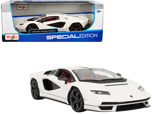 Lamborghini Countach LPI 800-4 White with Black Accents and Red Interior "Special Edition" 1/18 Diecast Model Car by Maisto by Maisto