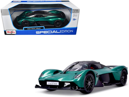 Aston Martin Valkyrie Green Metallic with Matt Black Top "Special Edition" Series 1/18 Diecast Model Car by Maisto by Maisto