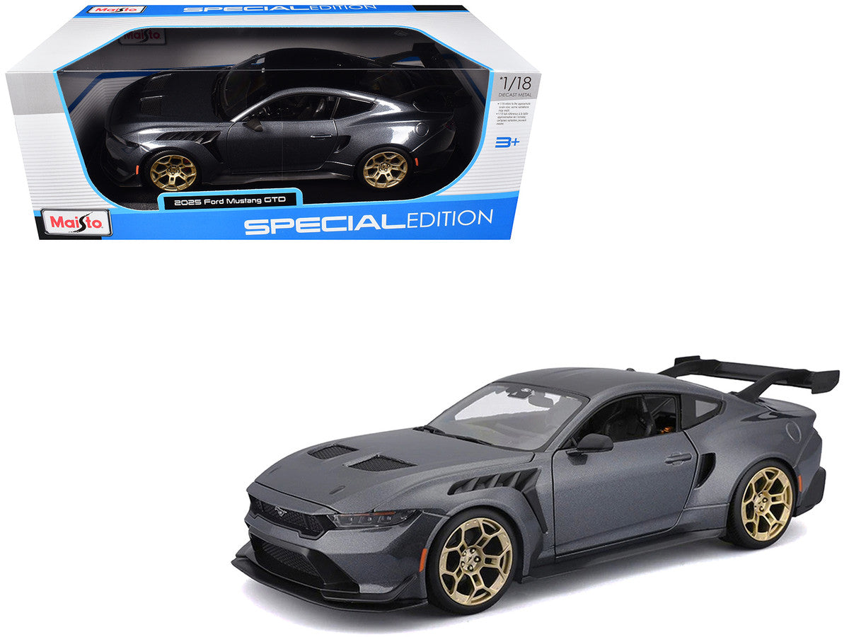 2025 Ford Mustang GTD Dark Gray Metallic with Black Top "Special Edition" Series 1/18 Diecast Model Car by Maisto by Maisto