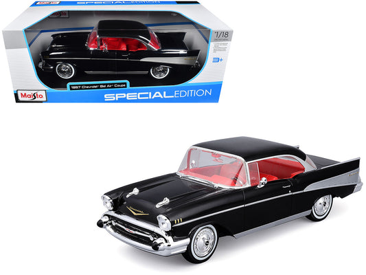 1957 Chevrolet Bel Air Coupe Black with Red Interior "Special Edition" Series 1/18 Diecast Model Car by Maisto by Maisto