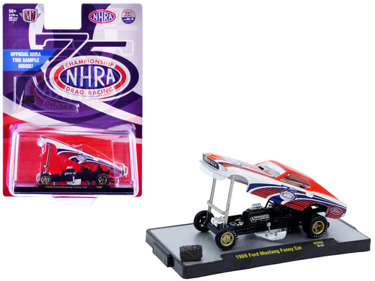 1969 Ford Mustang Funny Car "NHRA 75 Years" Red and White with Graphics Limited Edition to 3740 pieces Worldwide 1/64 Diecast Model Car by M2 Machines by M2