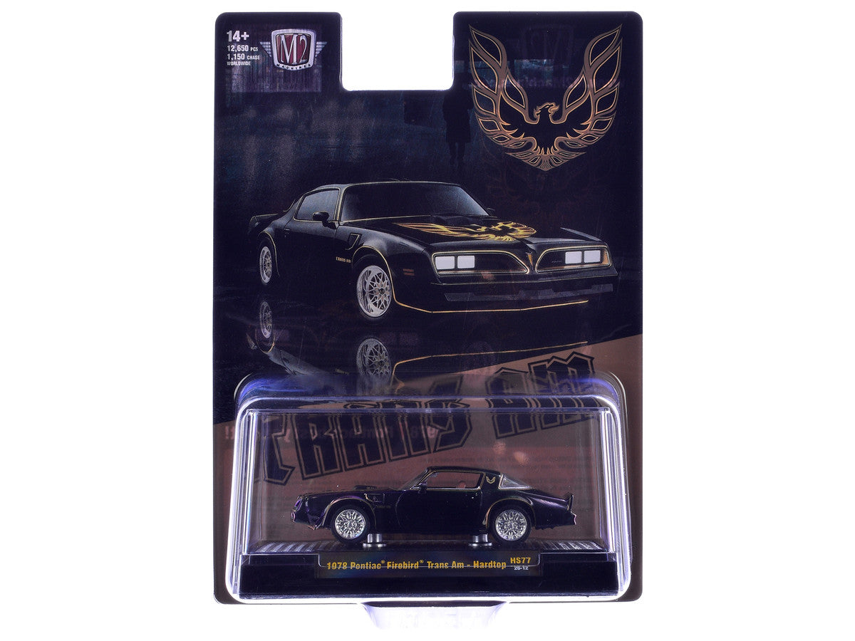 1978 Pontiac Firebird Trans Am Black with Hood Graphics Limited Edition to 12650 pieces Worldwide 1/64 Diecast Model Car by M2 Machines by M2
