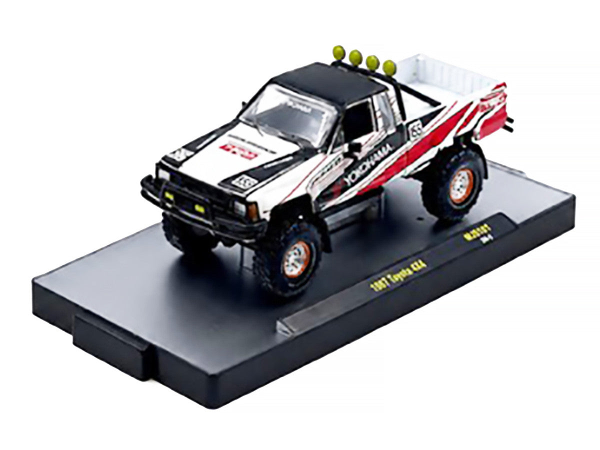 1985 Toyota SR5 4×4 Pickup Truck #85 "Yokohama" White with Black Top and Red and Black Graphics Limited Edition to 8250 pieces Worldwide 1/64 Diecast Model Car by M2 Machines-0