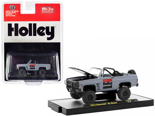 1973 Chevrolet K5 Blazer Open Top "Holley" Gray with Black Hood Limited Edition to 6600 pieces Worldwide 1/64 Diecast Model Car by M2 Machines by M2