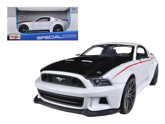 2014 Ford Mustang "Street Racer" White with Black Hood "Special Edition" Series 1/24 Diecast Model Car by Maisto by Maisto