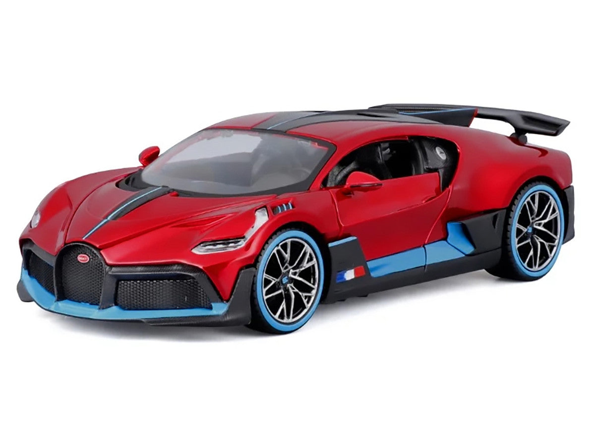 Bugatti Divo Red Metallic with Carbon and Blue Accents "Special Edition" 1/24 Diecast Model Car by Maisto by Maisto