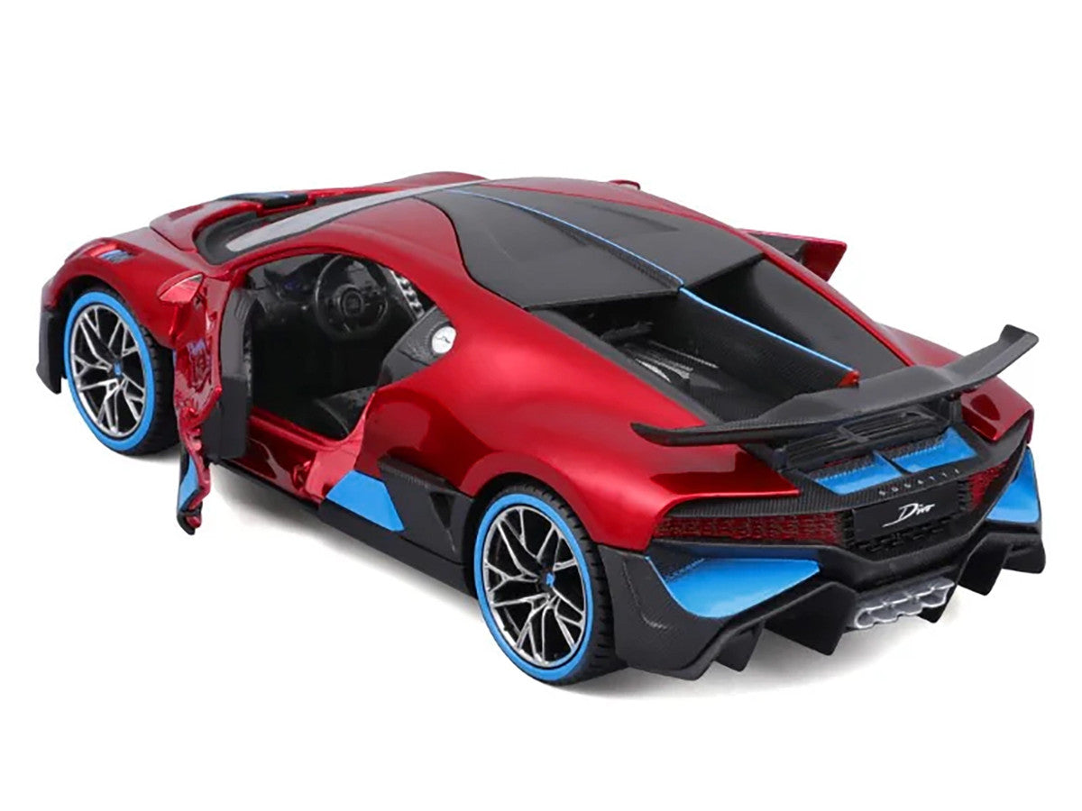 Bugatti Divo Red Metallic with Carbon and Blue Accents "Special Edition" 1/24 Diecast Model Car by Maisto by Maisto
