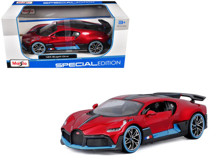 Bugatti Divo Red Metallic with Carbon and Blue Accents "Special Edition" 1/24 Diecast Model Car by Maisto by Maisto