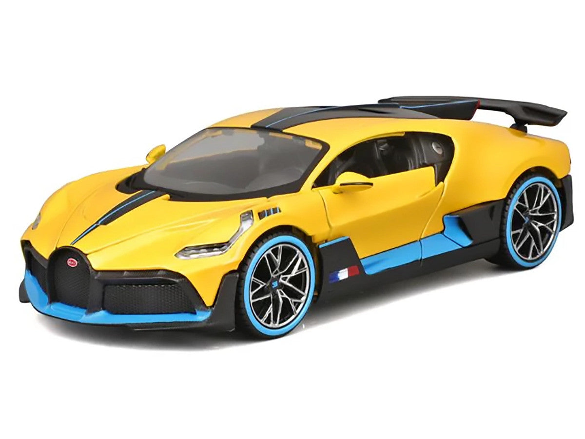 Bugatti Divo Yellow Metallic with Carbon and Blue Accents "Special Edition" 1/24 Diecast Model Car by Maisto by Maisto