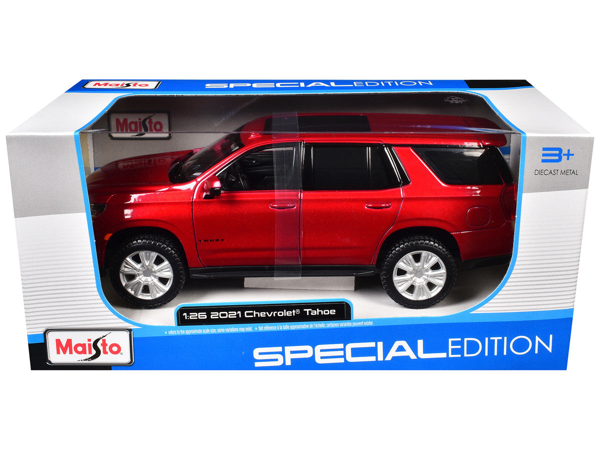 2021 Chevrolet Tahoe Red Metallic with Sunroof 1/24 Diecast Model Car by Maisto by Maisto