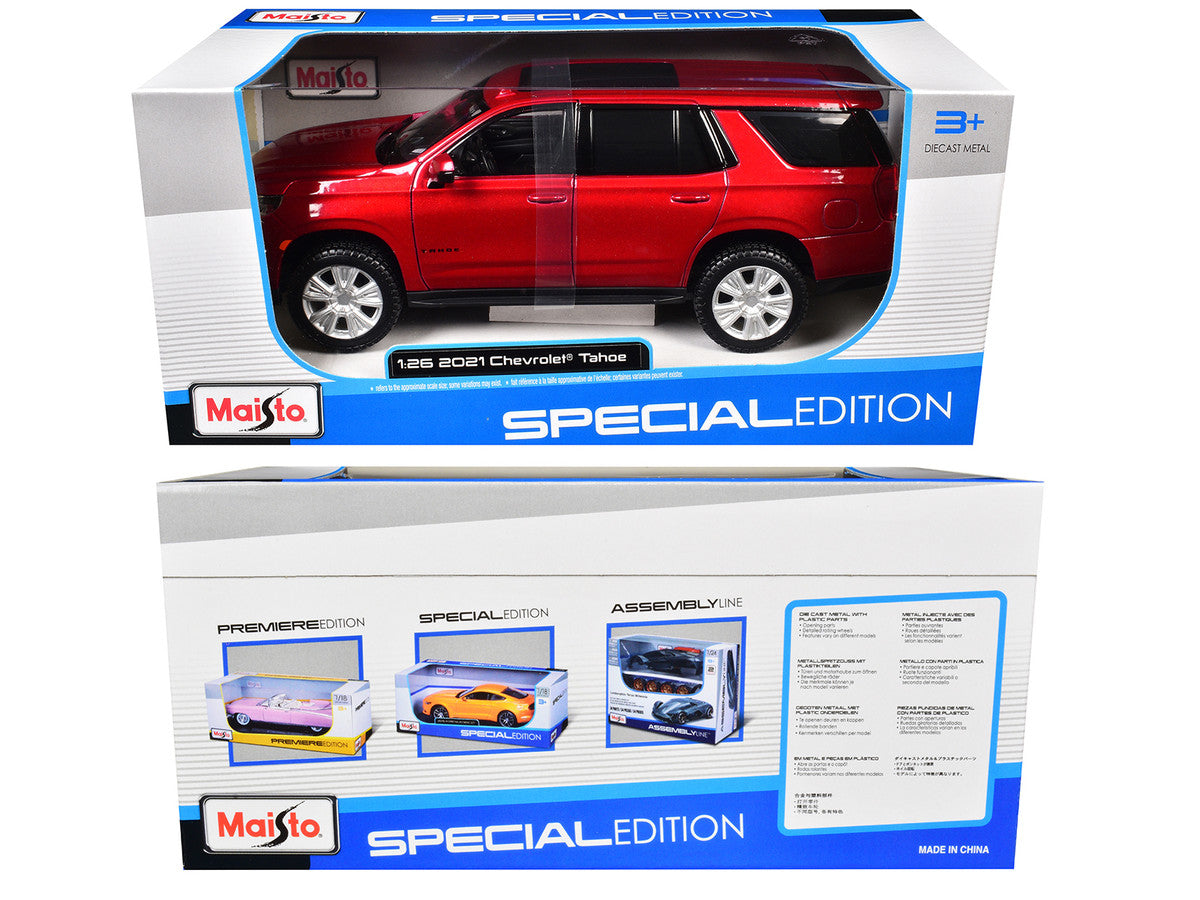 2021 Chevrolet Tahoe Red Metallic with Sunroof 1/24 Diecast Model Car by Maisto by Maisto