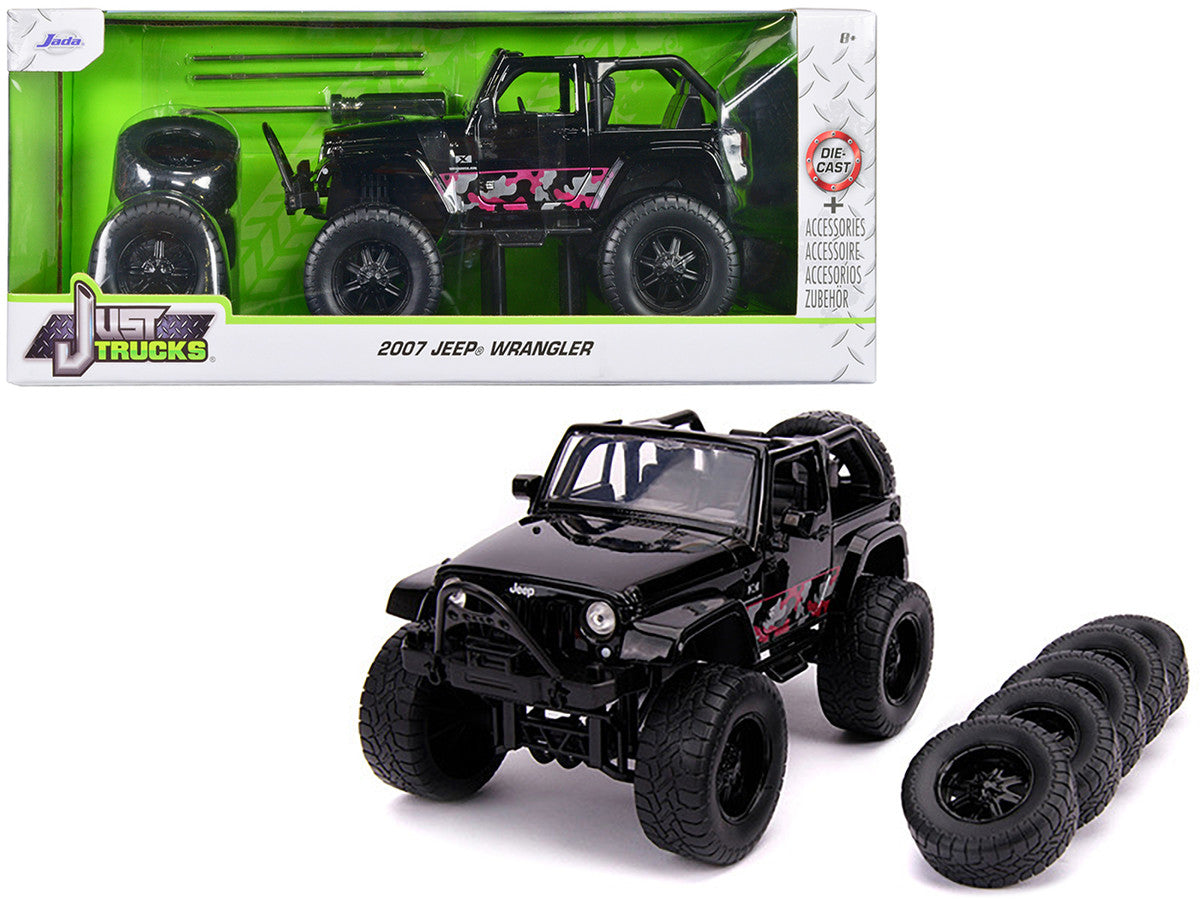 2007 Jeep Wrangler Black with Extra Wheels "Just Trucks" Series 1/24 Diecast Model Car by Jada by Jada