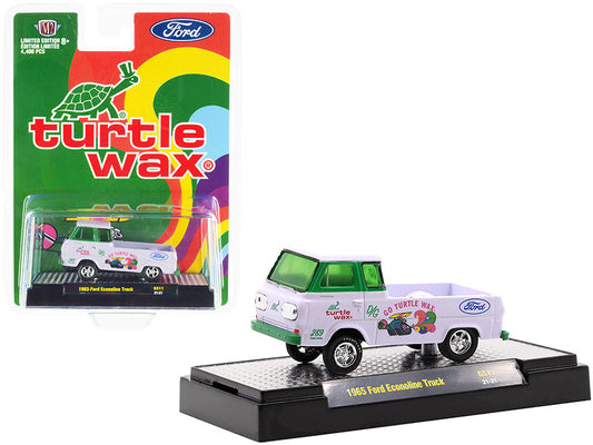 1965 Ford Econoline Pickup Truck "Turtle Wax" White and Green Limited Edition to 4400 pieces Worldwide 1/64 Diecast Model Car by M2 Machines by M2