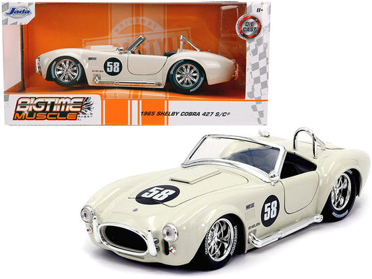 1965 Shelby Cobra 427 S/C #58 Cream "Bigtime Muscle" 1/24 Diecast Model Car by Jada by Jada