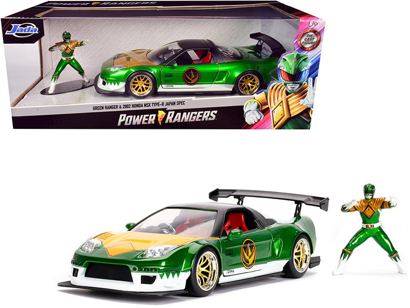 2002 Honda NSX Type-R Japan Spec RHD (Right Hand Drive) and Green Ranger Diecast Figurine "Power Rangers" 1/24 Diecast Model Car by Jada by Jada