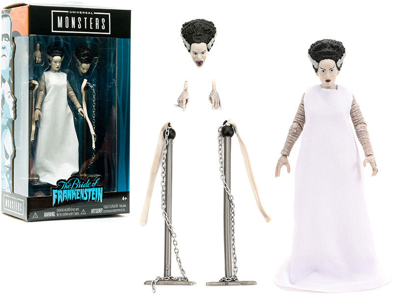 The Bride of Frankenstein 6" Moveable Figurine with Chains and Alternate Head and Hands "Universal Monsters" Series by Jada by Jada