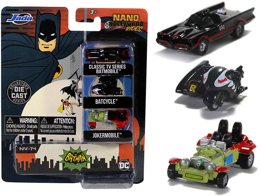 "Batman" (1966-1968) Classic TV Series 3 piece Set "Nano Hollywood Rides" Diecast Models by Jada by Jada