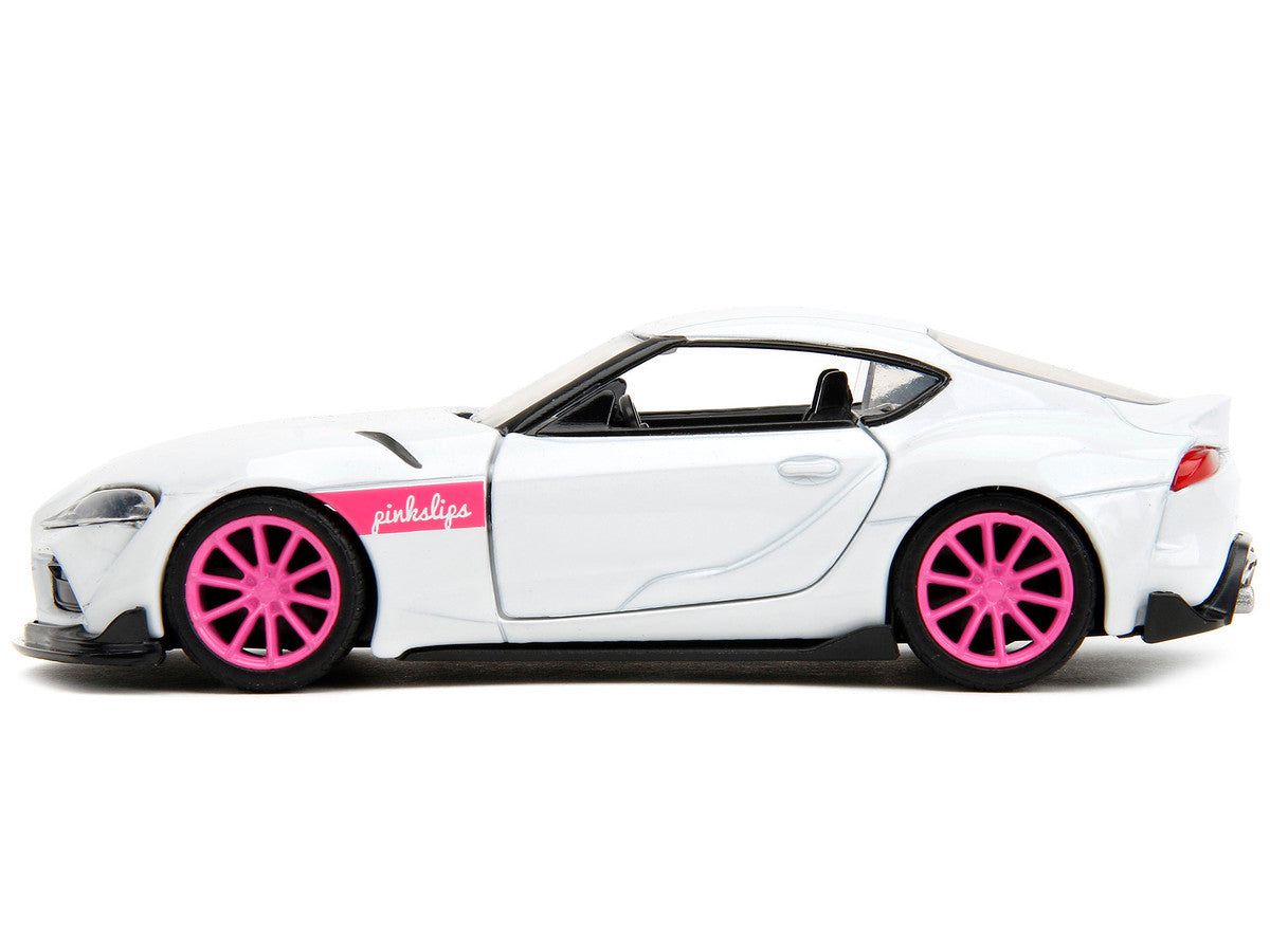 2020 Toyota Supra White Metallic with Pink Wheels "Pink Slips" Series 1/32 Diecast Model Car by Jada by Jada