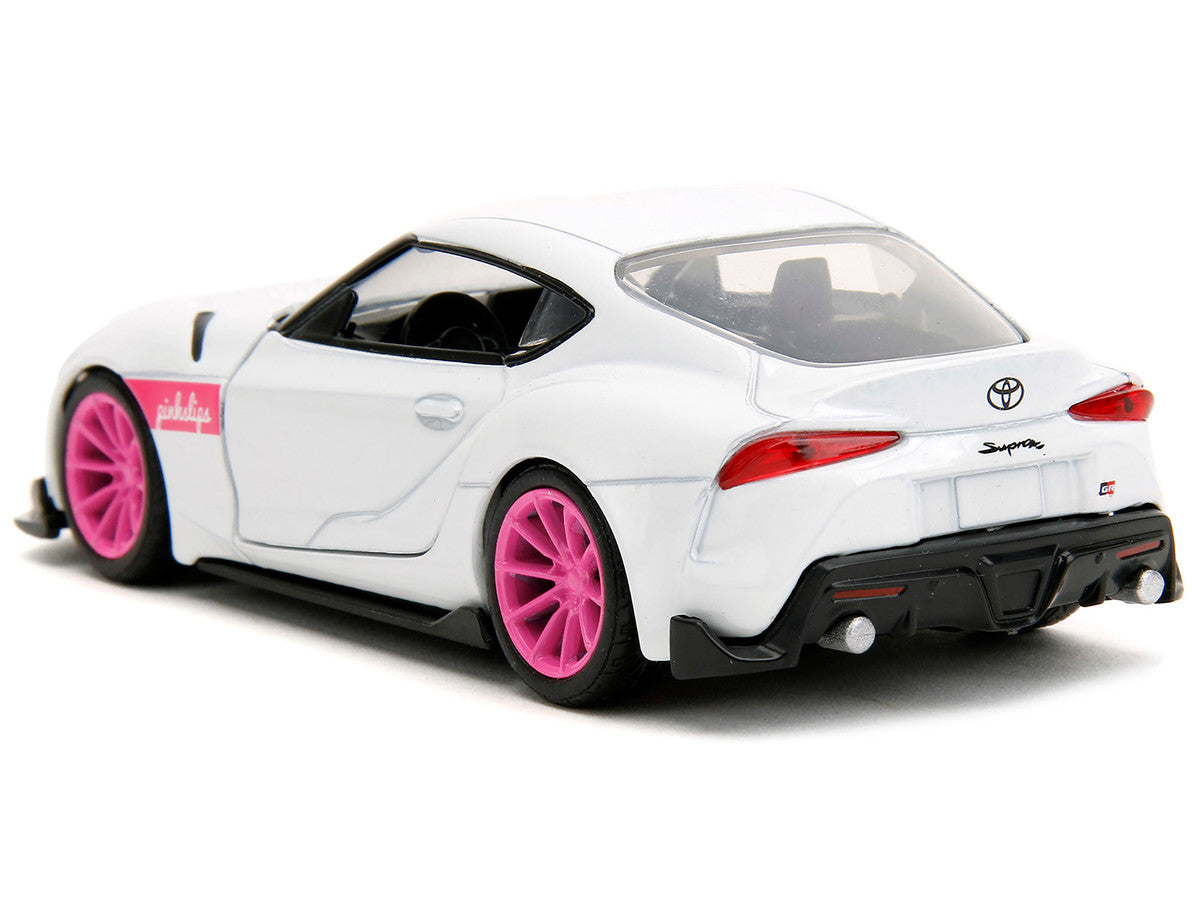 2020 Toyota Supra White Metallic with Pink Wheels "Pink Slips" Series 1/32 Diecast Model Car by Jada by Jada