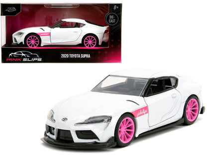 2020 Toyota Supra White Metallic with Pink Wheels "Pink Slips" Series 1/32 Diecast Model Car by Jada by Jada