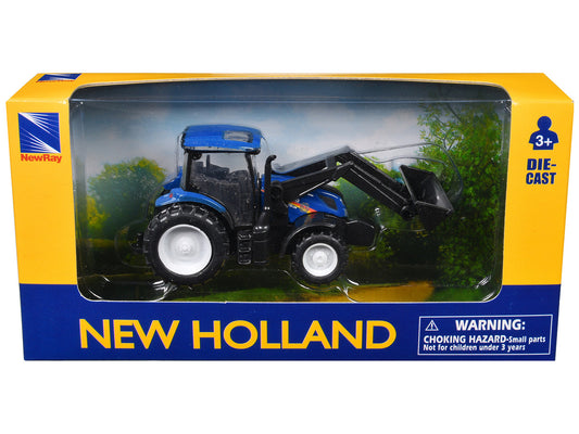 New Holland T6.175 Tractor with Front Loader Blue Diecast Model by New Ray by New Ray