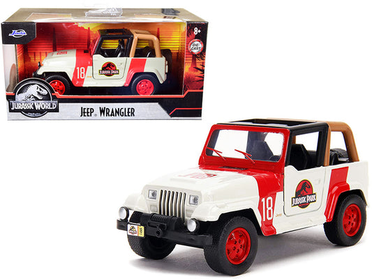 Jeep Wrangler #18 "Jurassic Park" Red and Beige "Jurassic World" 1/32 Diecast Model Car by Jada by Jada