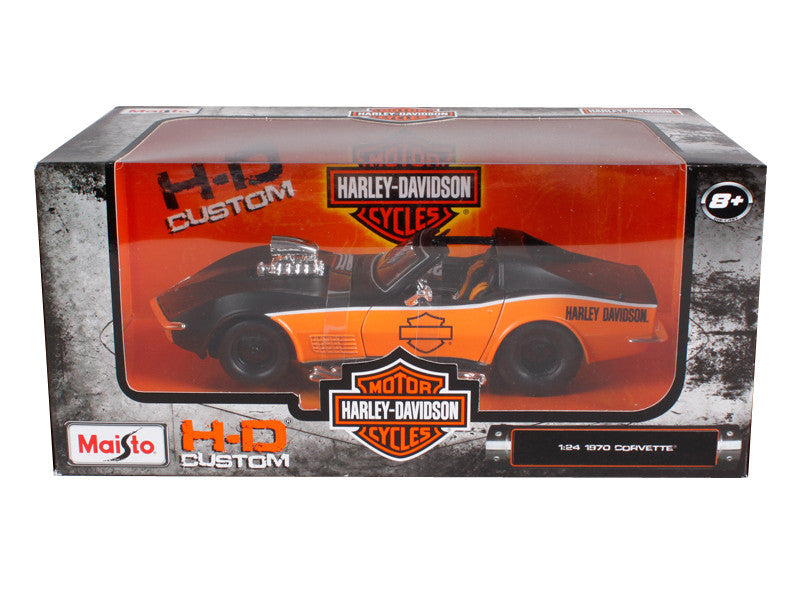 1970 Chevrolet Corvette Harley Davidson Black/Orange 1/24 Diecast Model Car by Maisto by Maisto