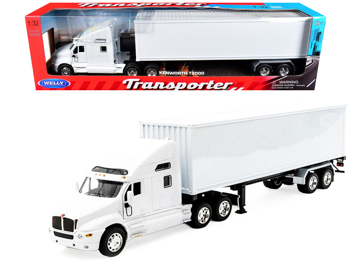Kenworth T2000 Truck White with White Container "Transporter" Series 1/32 Diecast Model by Welly by Welly
