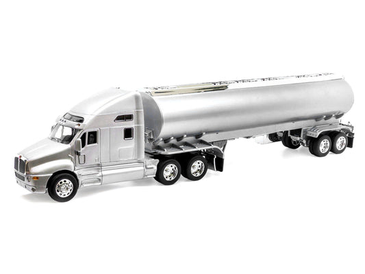 Kenworth T2000 Truck Silver Metallic with Silver Tanker Trailer "Transporter" Series 1/32 Diecast Model by Welly by Welly