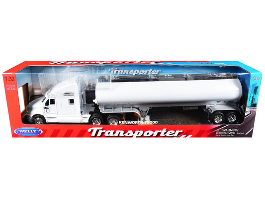 Kenworth T2000 Truck White with White Tanker Trailer "Transporter" Series 1/32 Diecast Model by Welly by Welly