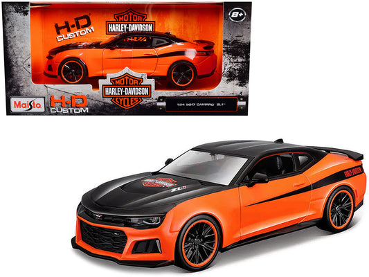 2017 Chevrolet Camaro ZL1 Orange and Black "Harley Davidson" "H-D Custom" Series 1/24 Diecast Model Car by Maisto by Maisto