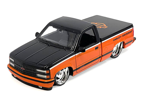 1993 Chevrolet 454 SS Pickup Truck "Harley Davidson" Black and Orange "H-D Custom" Series 1/24 Diecast Model Car by Maisto by Maisto