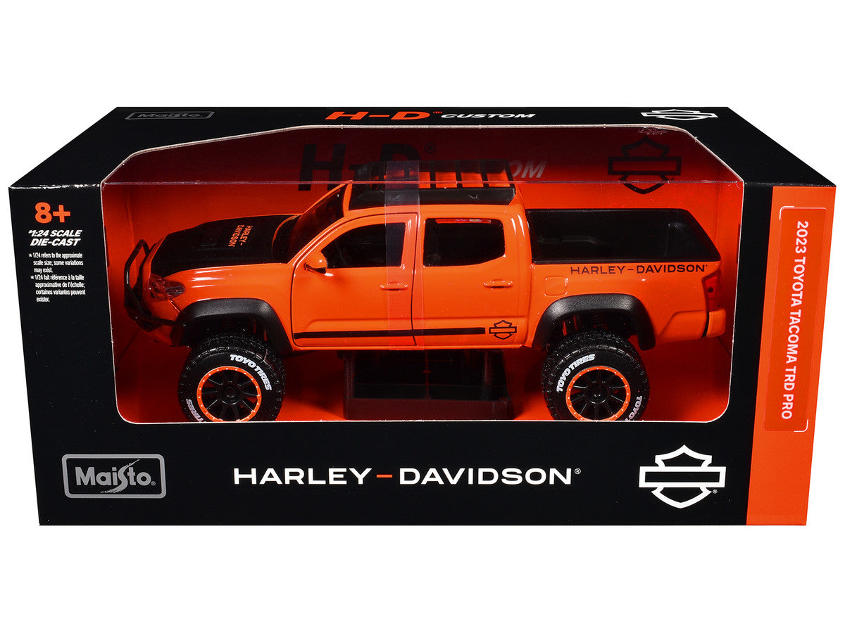 2023 Toyota Tacoma TRD Pro Pickup Truck "Harley Davidson" Orange and Black with Roof Rack "H-D Custom" Series 1/24 Diecast Model Car by Maisto by Maisto