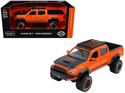 2023 Toyota Tacoma TRD Pro Pickup Truck "Harley Davidson" Orange and Black with Roof Rack "H-D Custom" Series 1/24 Diecast Model Car by Maisto by Maisto