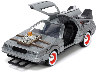 DeLorean DMC (Time Machine) Brushed Metal "Back to the Future Part III" (1990) Movie "Hollywood Rides" Series 1/32 Diecast Model Car by Jada by Jada