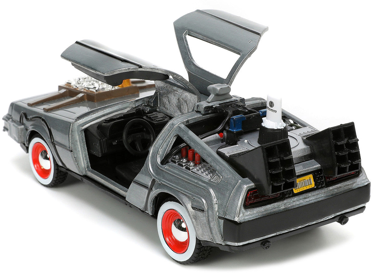 DeLorean DMC (Time Machine) Brushed Metal "Back to the Future Part III" (1990) Movie "Hollywood Rides" Series 1/32 Diecast Model Car by Jada by Jada