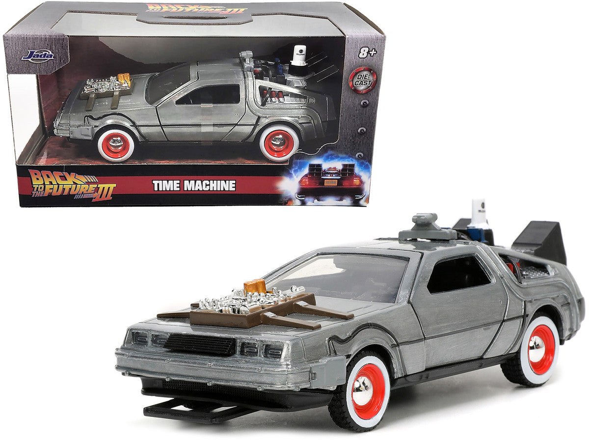 DeLorean DMC (Time Machine) Brushed Metal "Back to the Future Part III" (1990) Movie "Hollywood Rides" Series 1/32 Diecast Model Car by Jada by Jada