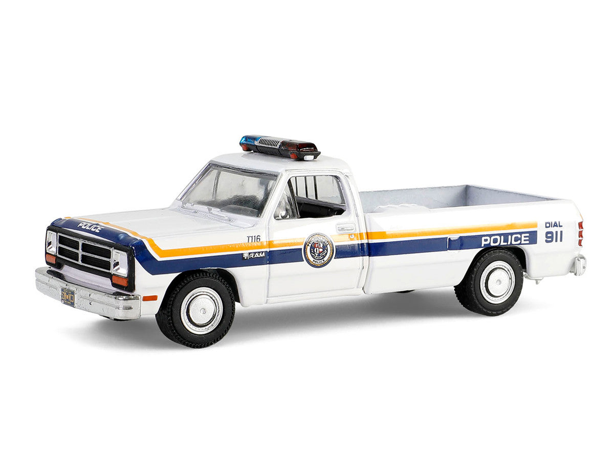 1990 Dodge Ram D250 Pickup Truck "Philadelphia PA Police Department" White with Stripes and Utility Trailer "Hot Pursuit Hitch & Tow" Series 1 1/64 Diecast Model Cars by Greenlight by Greenlight