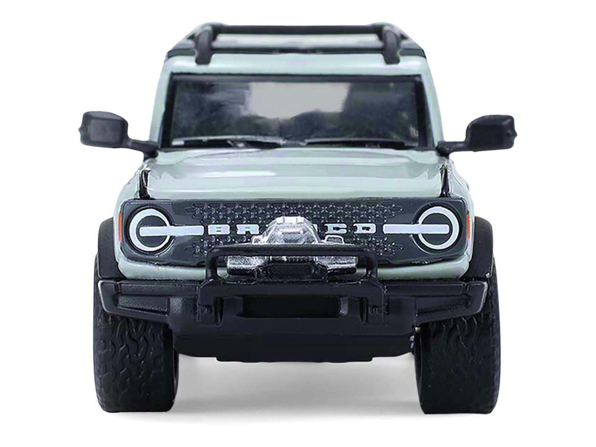 2021 Ford Bronco 4-Door Badlands Cactus Gray with Black Top and Motorcycle with Utility Trailer "Hitch & Tow" Series 33 1/64 Diecast Model Cars by Greenlight by Greenlight