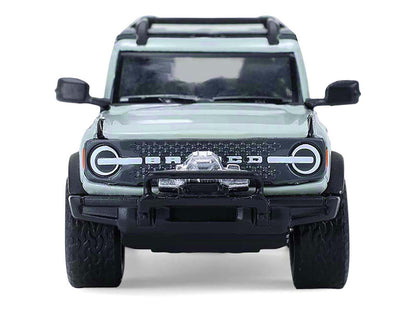 2021 Ford Bronco 4-Door Badlands Cactus Gray with Black Top and Motorcycle with Utility Trailer "Hitch & Tow" Series 33 1/64 Diecast Model Cars by Greenlight by Greenlight