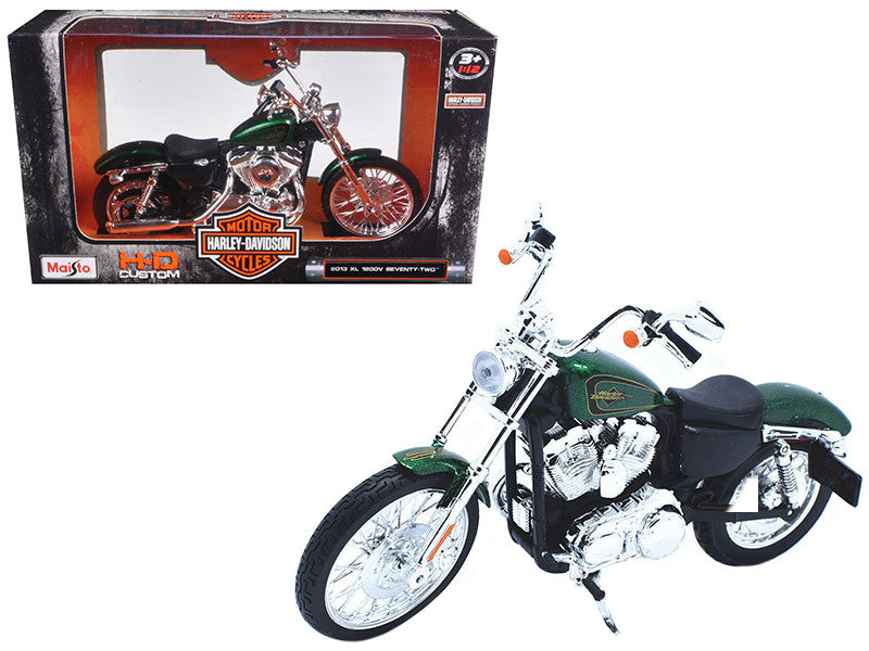 2013 Harley Davidson XL 1200V Seventy Two Green Motorcycle Model 1/12 by Maisto by Maisto