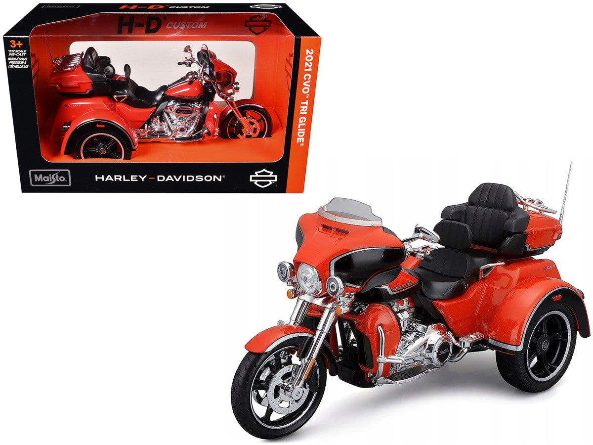 2021 Harley Davidson CVO Tri Glide Motorcycle Orange "H-D Custom" 1/12 Diecast Model by Maisto by Maisto